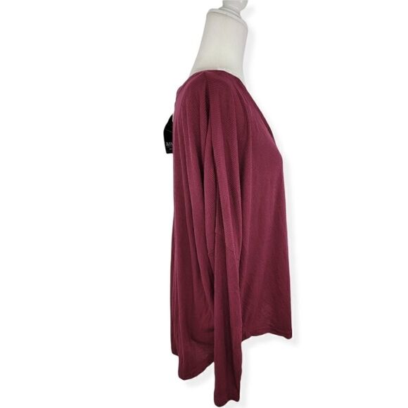 a.n.a Long Sleeve buttoned Rib knit shirt in Burgundy Petite XL NWT - Picture 3 of 3